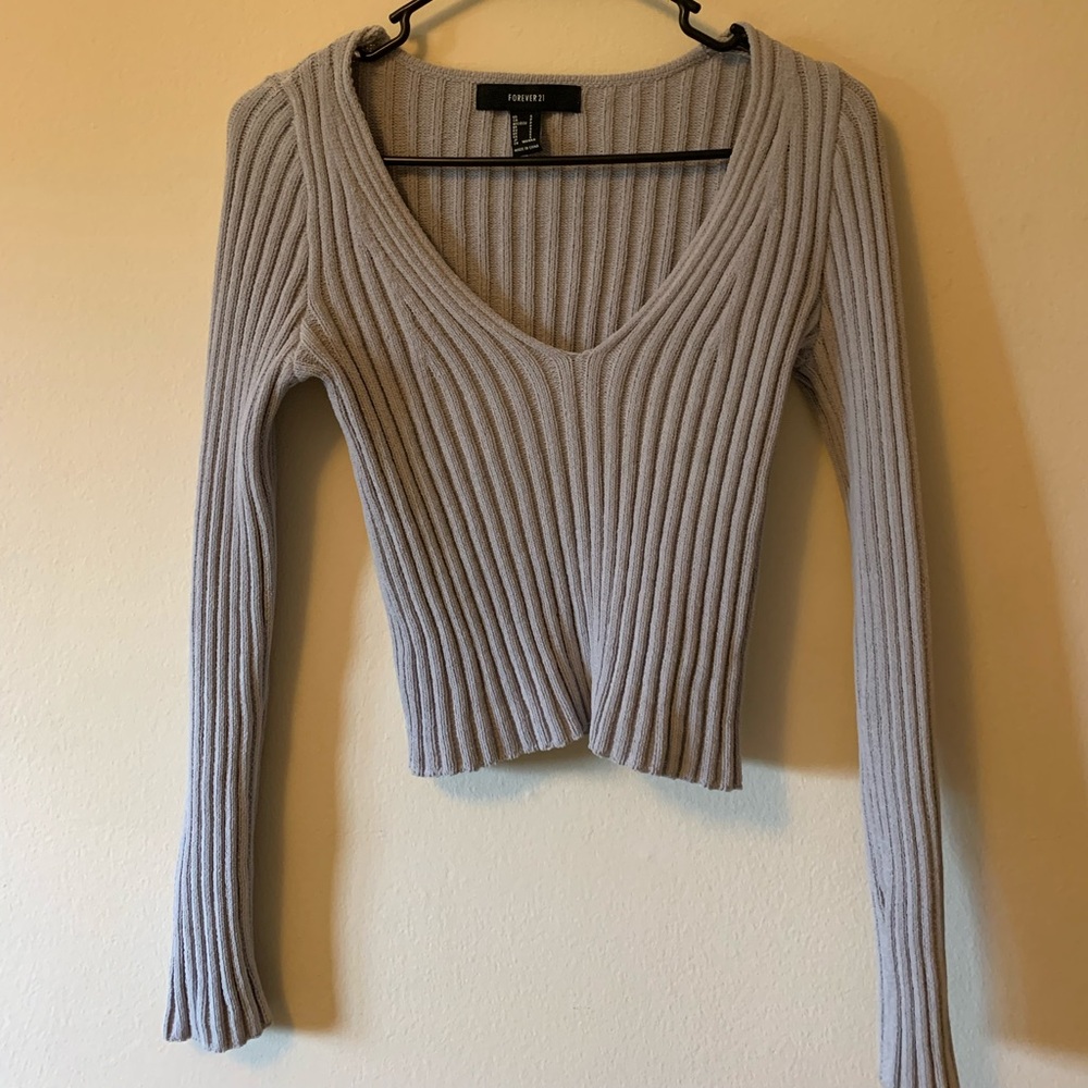 Grey low neck sweater